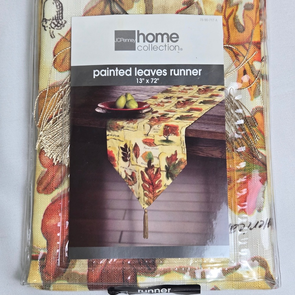 JC Penney Home Collection Painted Leaves Fall Runner, 13" x 72", NEW $49.99 MSRP